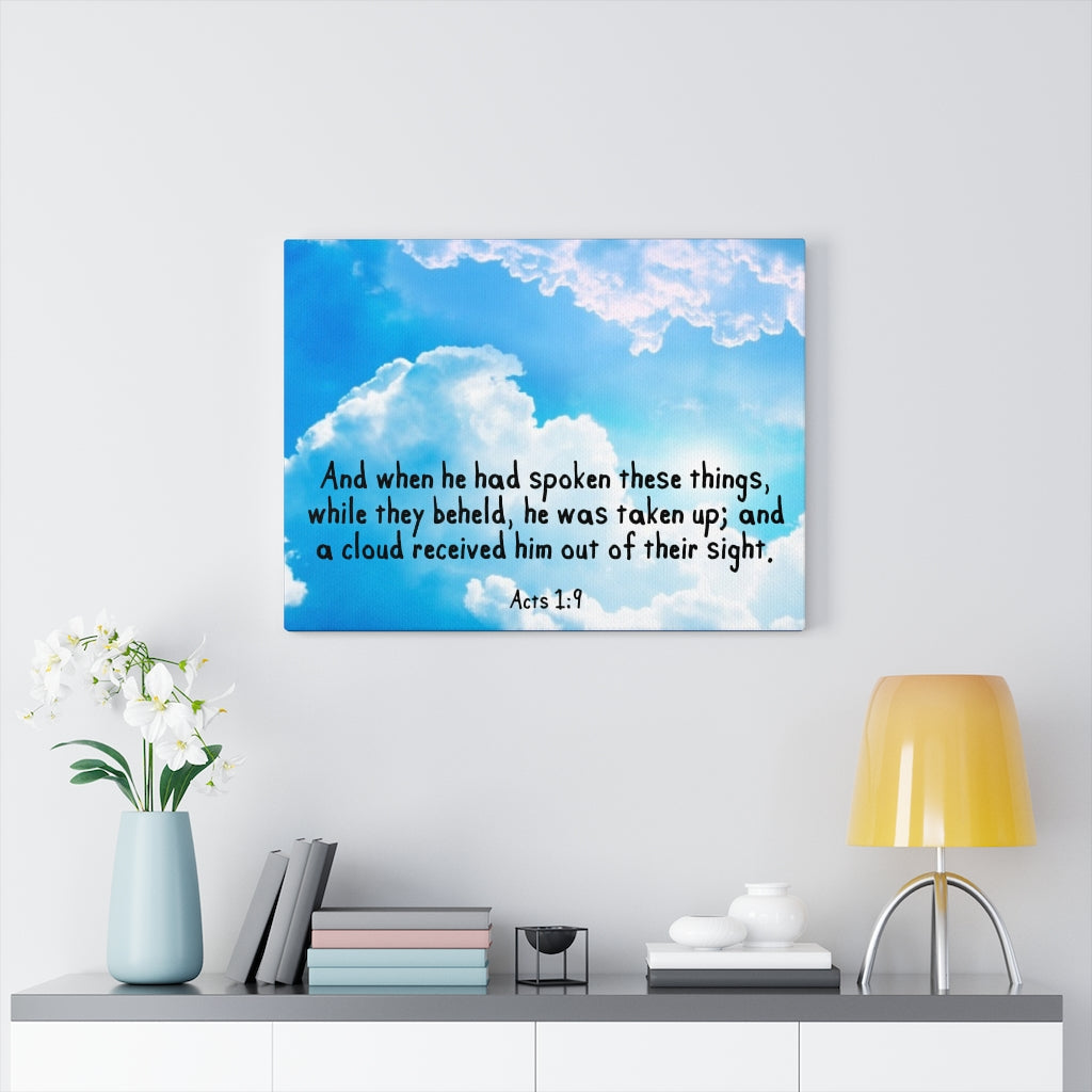 Scripture Walls Out of Their Sight Acts 1:9 Bible Verse Canvas Christian Wall Art Ready to Hang Unframed-Express Your Love Gifts