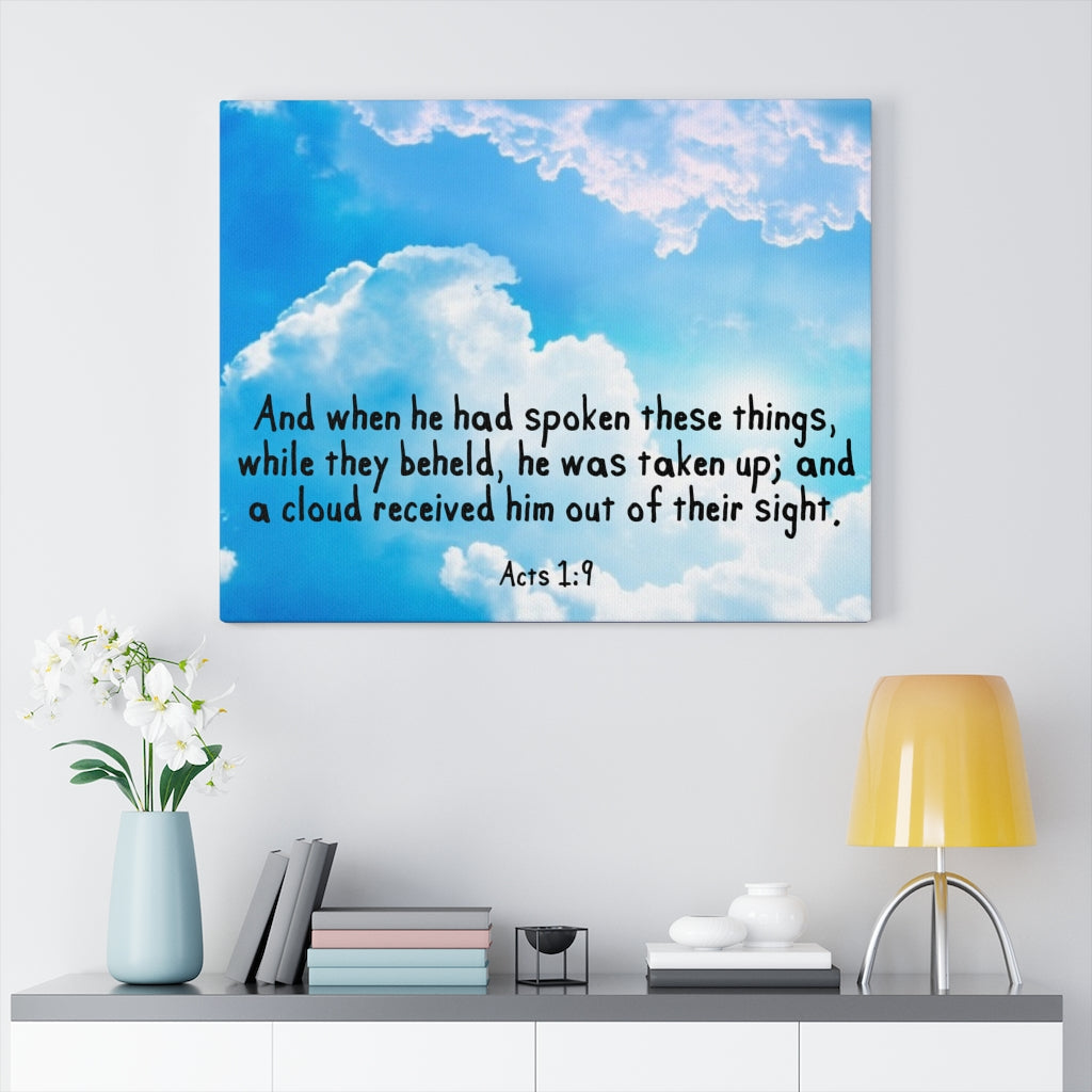 Scripture Walls Out of Their Sight Acts 1:9 Bible Verse Canvas Christian Wall Art Ready to Hang Unframed-Express Your Love Gifts