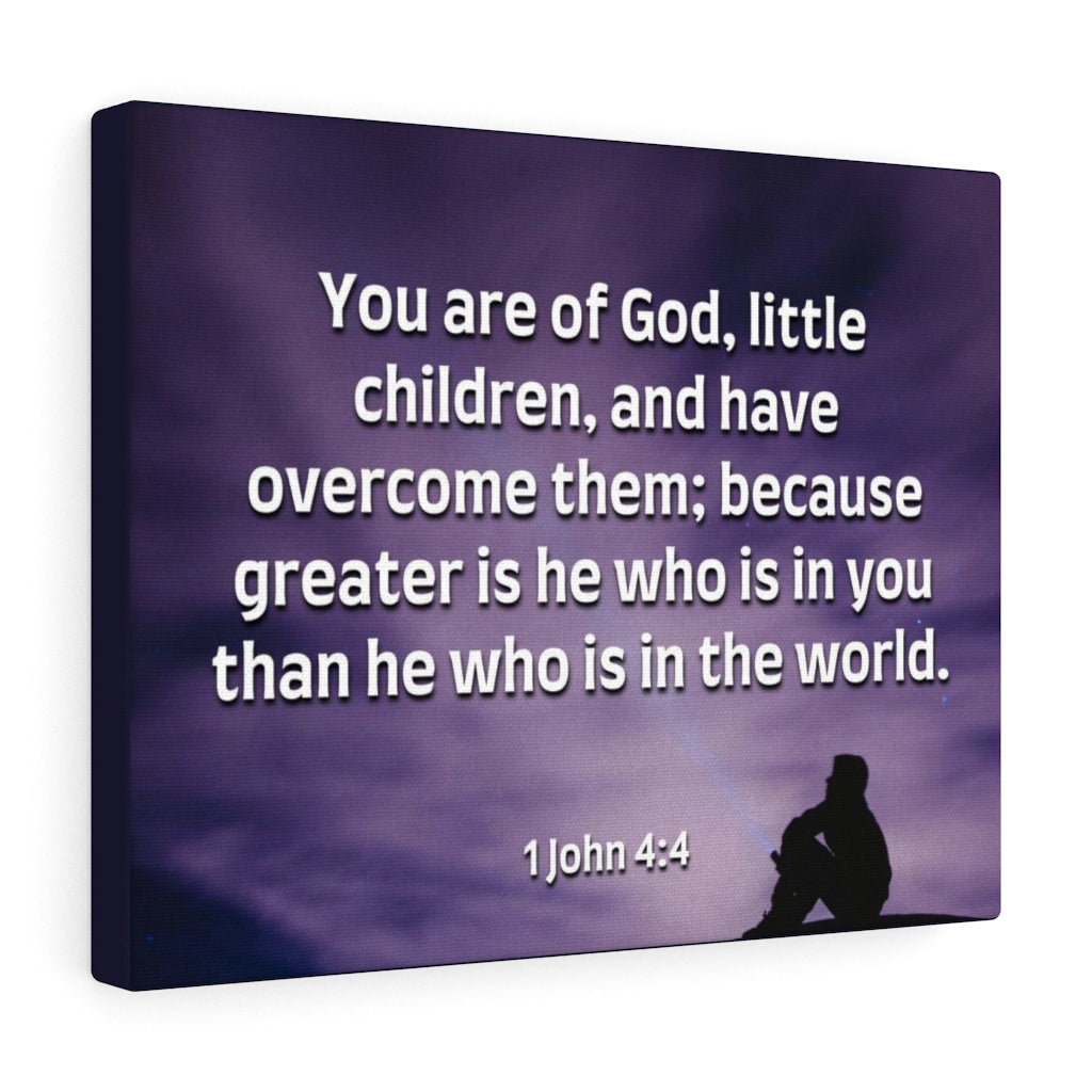 Scripture Walls Overcome 1 John 4:4 Bible Verse Canvas Christian Wall Art Ready to Hang Unframed-Express Your Love Gifts