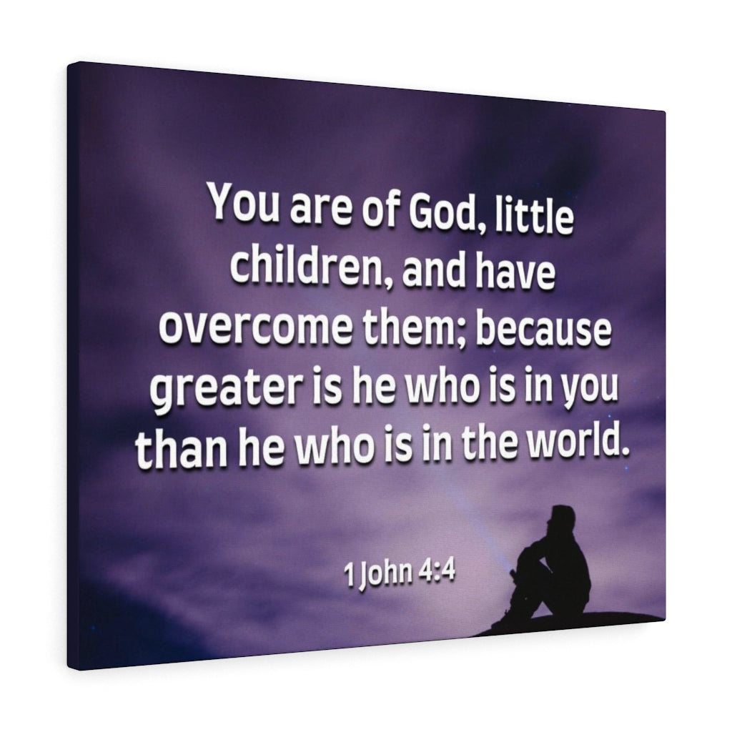 Scripture Walls Overcome 1 John 4:4 Bible Verse Canvas Christian Wall Art Ready to Hang Unframed-Express Your Love Gifts