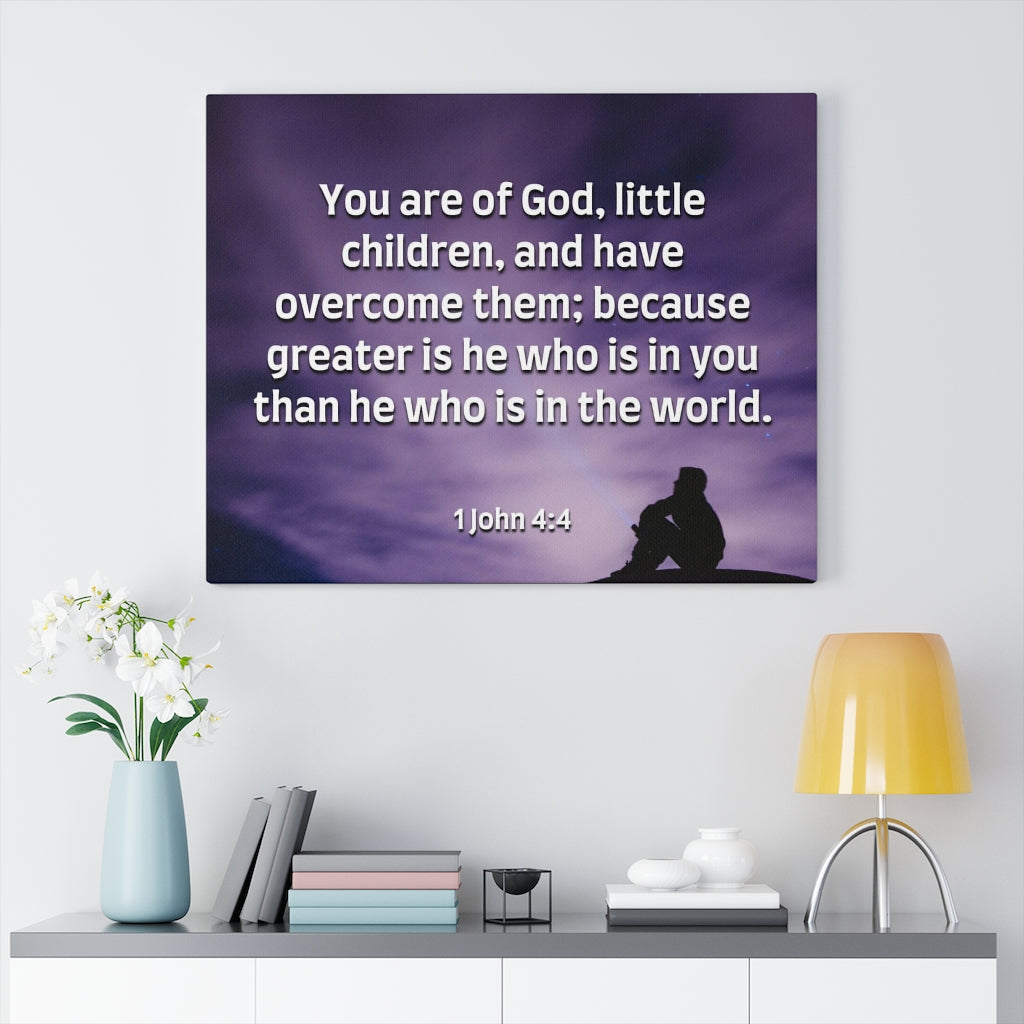 Scripture Walls Overcome 1 John 4:4 Bible Verse Canvas Christian Wall Art Ready to Hang Unframed-Express Your Love Gifts