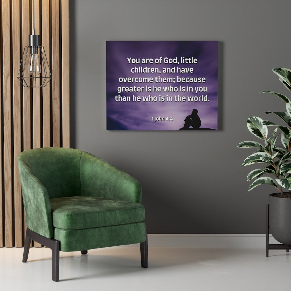 Scripture Walls Overcome 1 John 4:4 Bible Verse Canvas Christian Wall Art Ready to Hang Unframed-Express Your Love Gifts