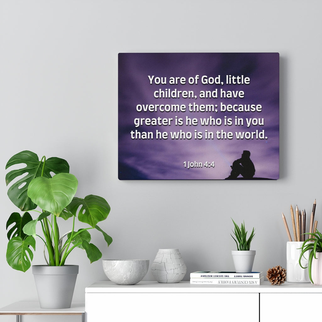 Scripture Walls Overcome 1 John 4:4 Bible Verse Canvas Christian Wall Art Ready to Hang Unframed-Express Your Love Gifts