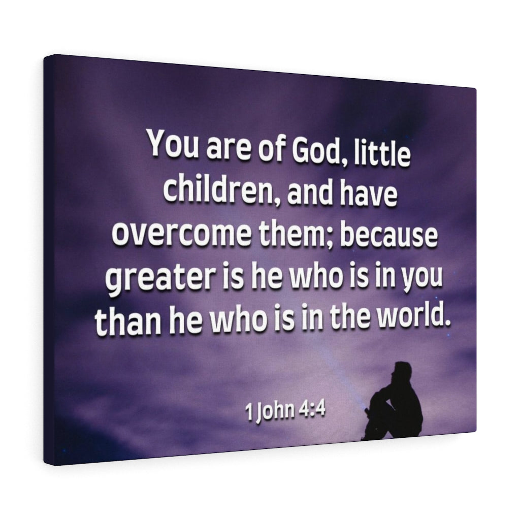 Scripture Walls Overcome 1 John 4:4 Bible Verse Canvas Christian Wall Art Ready to Hang Unframed-Express Your Love Gifts