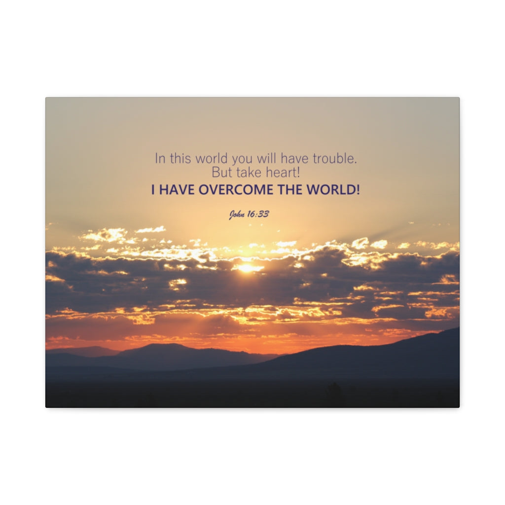 Scripture Walls Overcome The World John 16:33 Bible Verse Canvas Christian Wall Art Ready to Hang Unframed-Express Your Love Gifts
