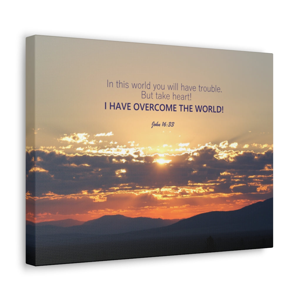 Scripture Walls Overcome The World John 16:33 Bible Verse Canvas Christian Wall Art Ready to Hang Unframed-Express Your Love Gifts