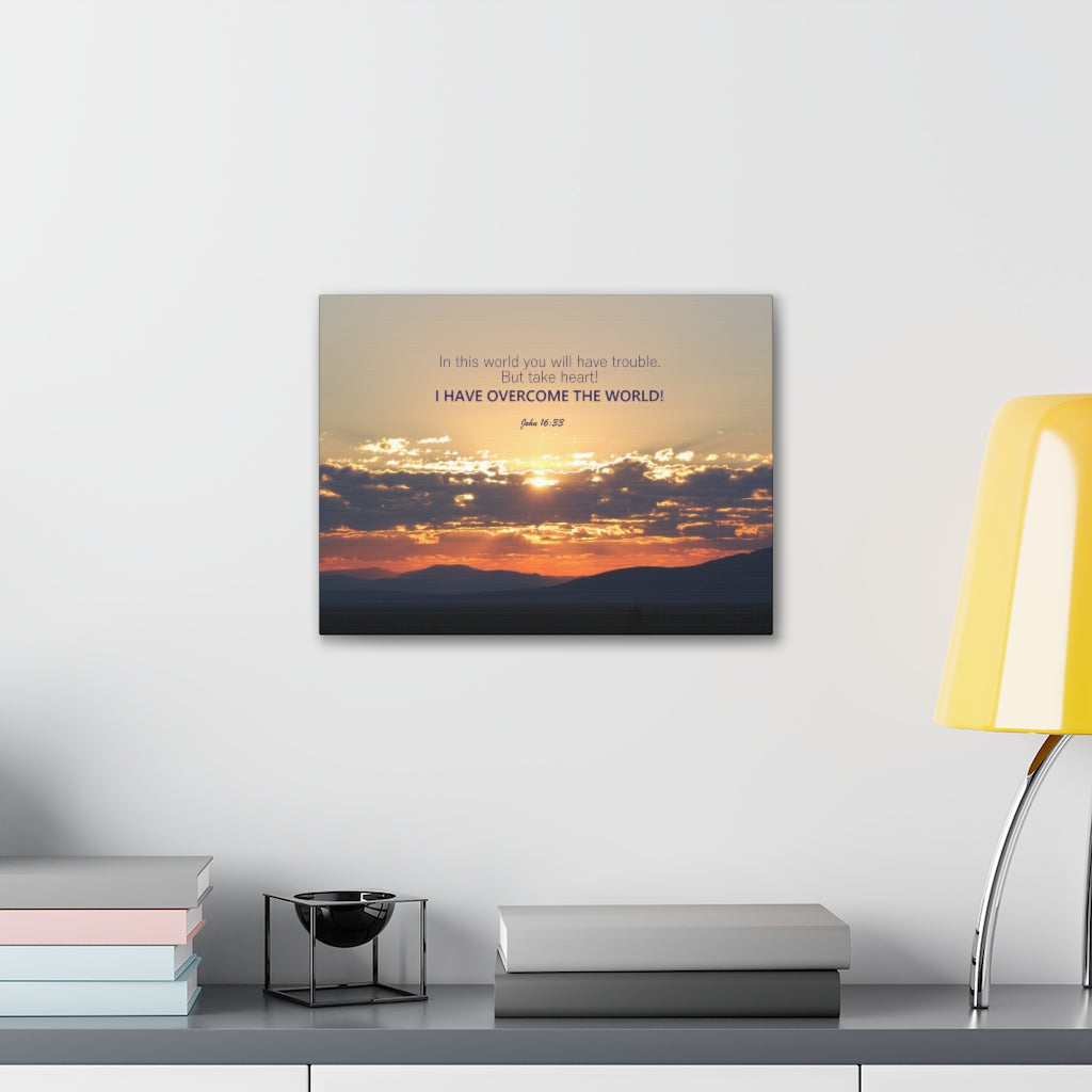 Scripture Walls Overcome The World John 16:33 Bible Verse Canvas Christian Wall Art Ready to Hang Unframed-Express Your Love Gifts