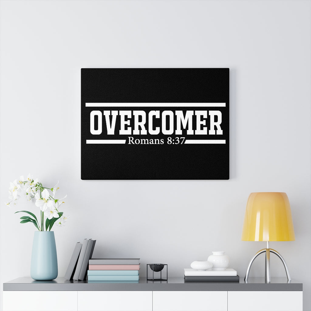 Scripture Walls Overcomer Black Romans 8:37 Bible Verse Canvas Christian Wall Art Ready to Hang Unframed-Express Your Love Gifts