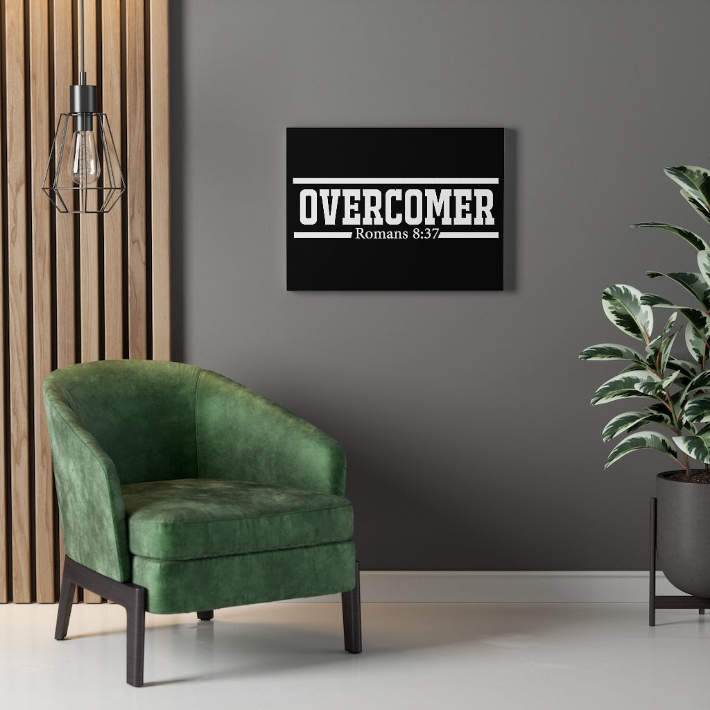 Scripture Walls Overcomer Black Romans 8:37 Bible Verse Canvas Christian Wall Art Ready to Hang Unframed-Express Your Love Gifts