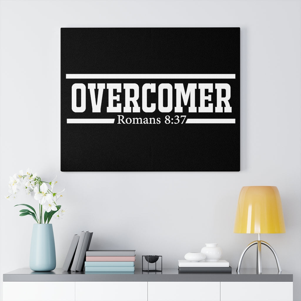 Scripture Walls Overcomer Black Romans 8:37 Bible Verse Canvas Christian Wall Art Ready to Hang Unframed-Express Your Love Gifts