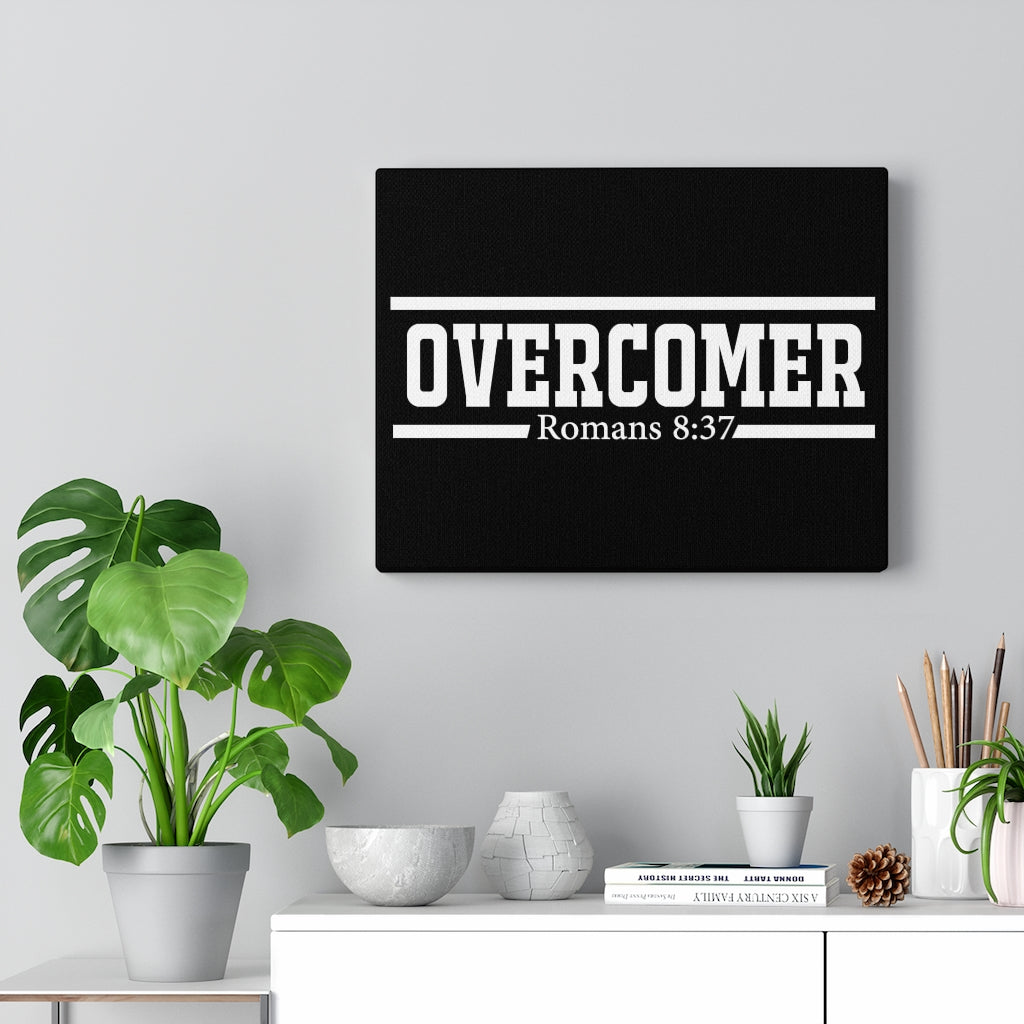 Scripture Walls Overcomer Black Romans 8:37 Bible Verse Canvas Christian Wall Art Ready to Hang Unframed-Express Your Love Gifts