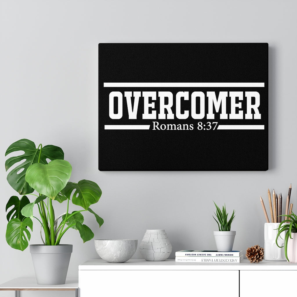 Scripture Walls Overcomer Black Romans 8:37 Bible Verse Canvas Christian Wall Art Ready to Hang Unframed-Express Your Love Gifts