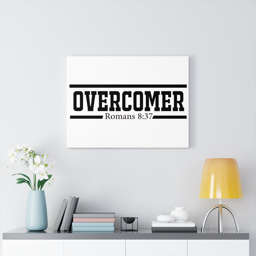 Scripture Walls Overcomer White Romans 8:37 Bible Verse Canvas Christian Wall Art Ready to Hang Unframed-Express Your Love Gifts