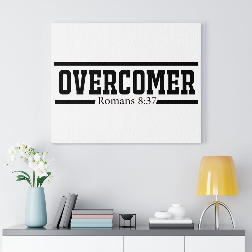 Scripture Walls Overcomer White Romans 8:37 Bible Verse Canvas Christian Wall Art Ready to Hang Unframed-Express Your Love Gifts