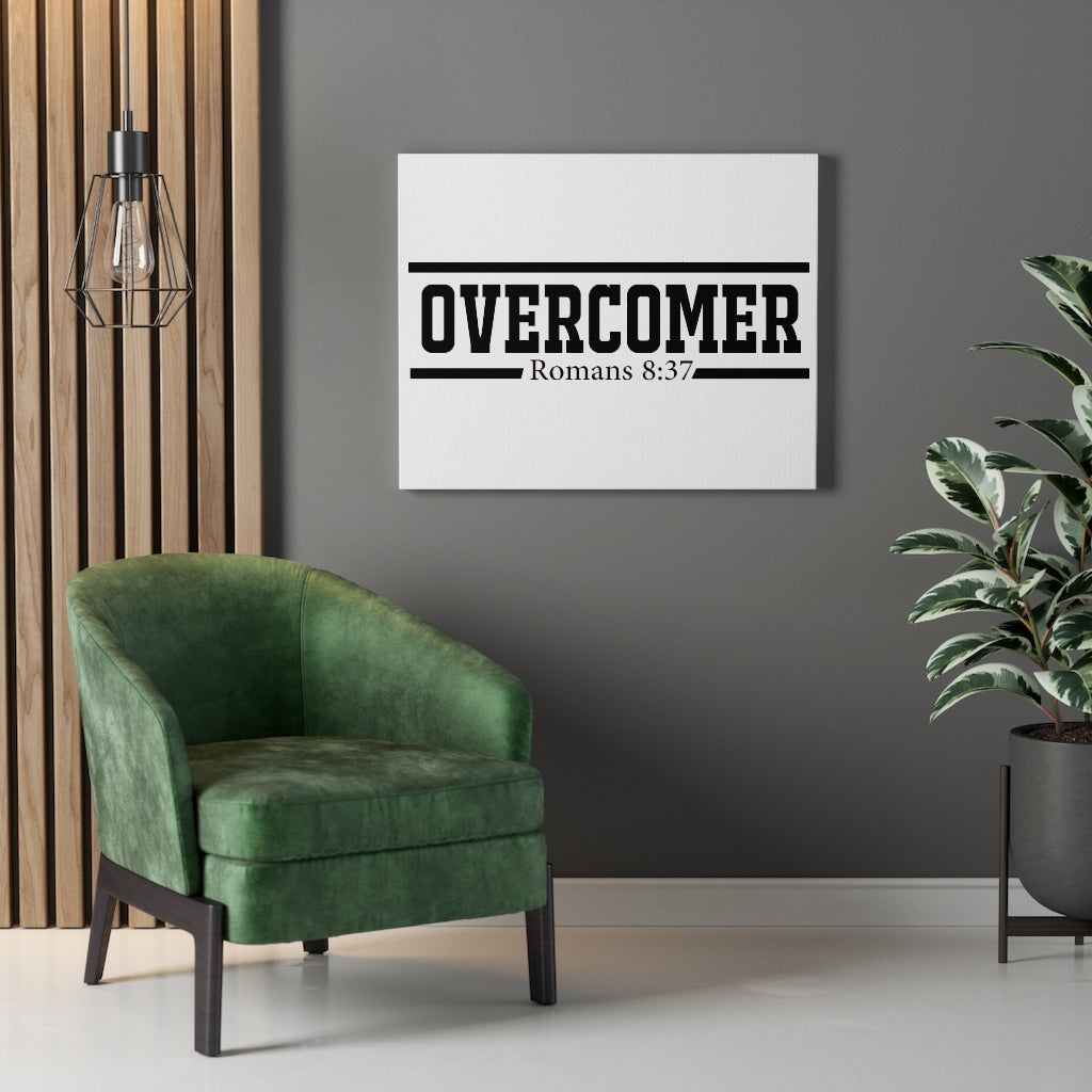 Scripture Walls Overcomer White Romans 8:37 Bible Verse Canvas Christian Wall Art Ready to Hang Unframed-Express Your Love Gifts