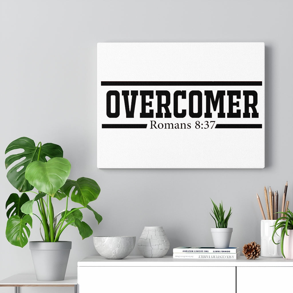Scripture Walls Overcomer White Romans 8:37 Bible Verse Canvas Christian Wall Art Ready to Hang Unframed-Express Your Love Gifts