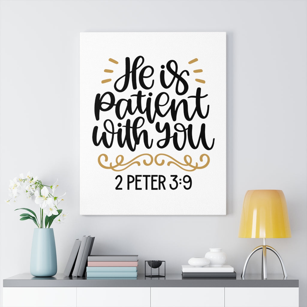 Scripture Walls Patient 2 Peter 3:9 Bible Verse Canvas Christian Wall Art Ready to Hang Unframed-Express Your Love Gifts