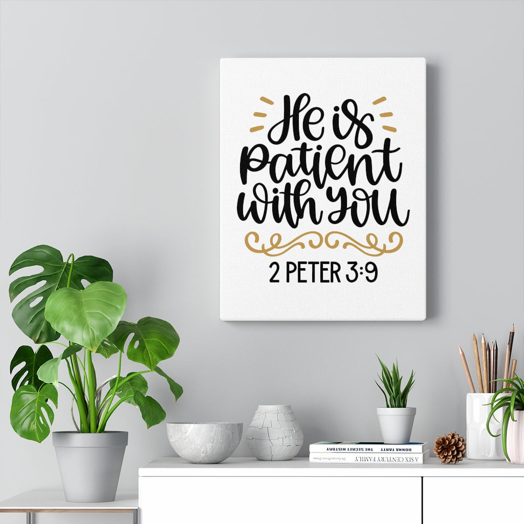 Scripture Walls Patient 2 Peter 3:9 Bible Verse Canvas Christian Wall Art Ready to Hang Unframed-Express Your Love Gifts