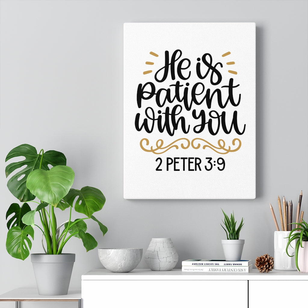 Scripture Walls Patient 2 Peter 3:9 Bible Verse Canvas Christian Wall Art Ready to Hang Unframed-Express Your Love Gifts