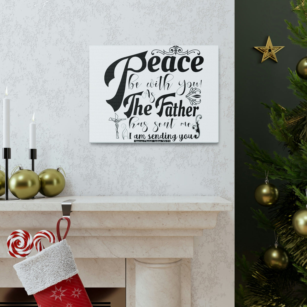 Scripture Walls Peace Be With John 20:21 Christian Wall Art Print Ready to Hang Unframed-Express Your Love Gifts