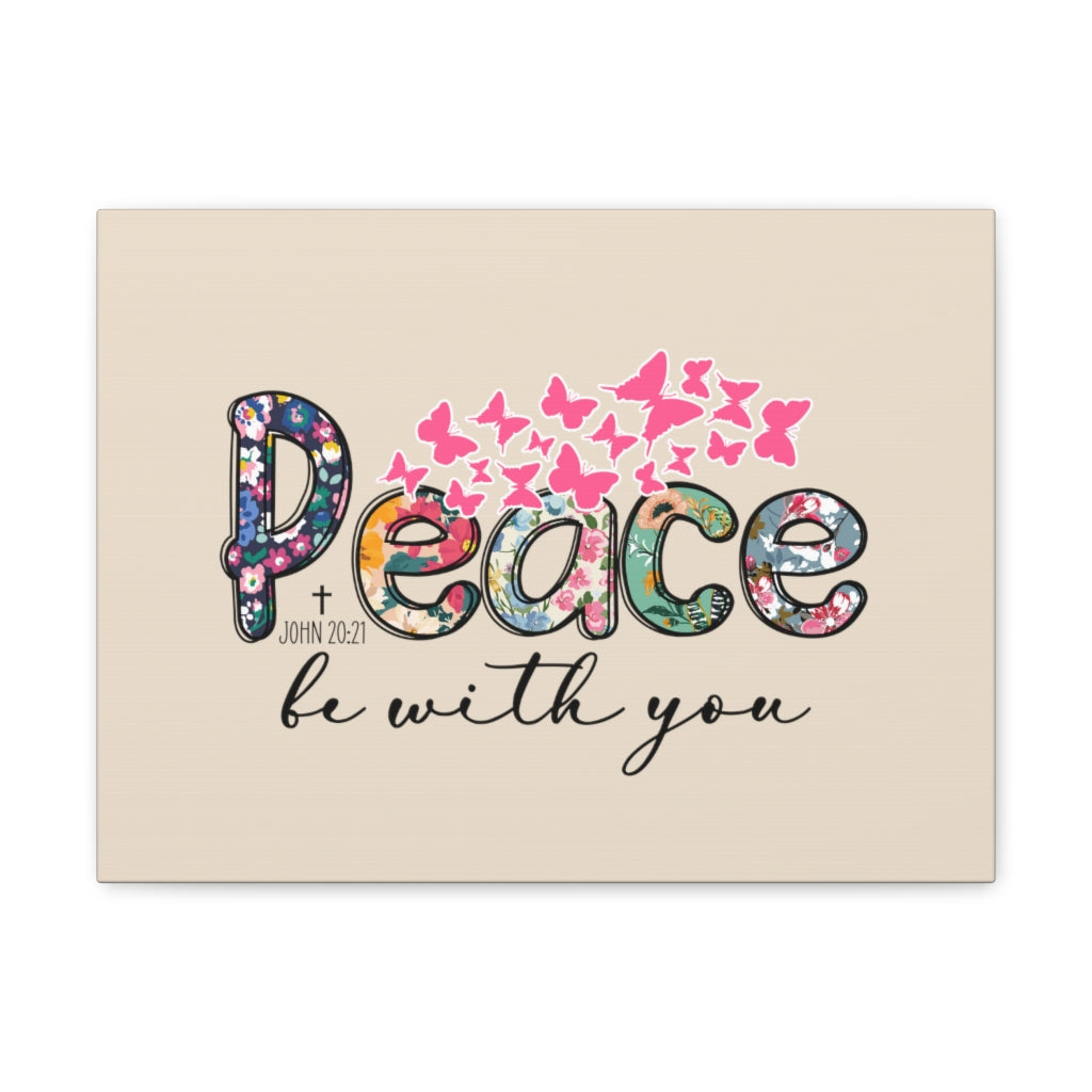 Scripture Walls Peace Be With You John 20:21 Butterfly Bible Verse Canvas Christian Wall Art Ready to Hang Unframed-Express Your Love Gifts