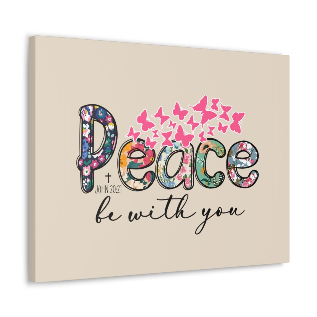 Scripture Walls Peace Be With You John 20:21 Butterfly Bible Verse Canvas Christian Wall Art Ready to Hang Unframed-Express Your Love Gifts