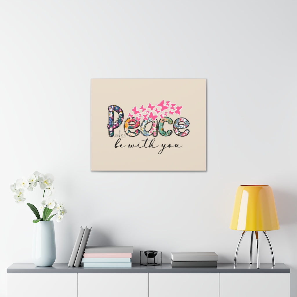 Scripture Walls Peace Be With You John 20:21 Butterfly Bible Verse Canvas Christian Wall Art Ready to Hang Unframed-Express Your Love Gifts