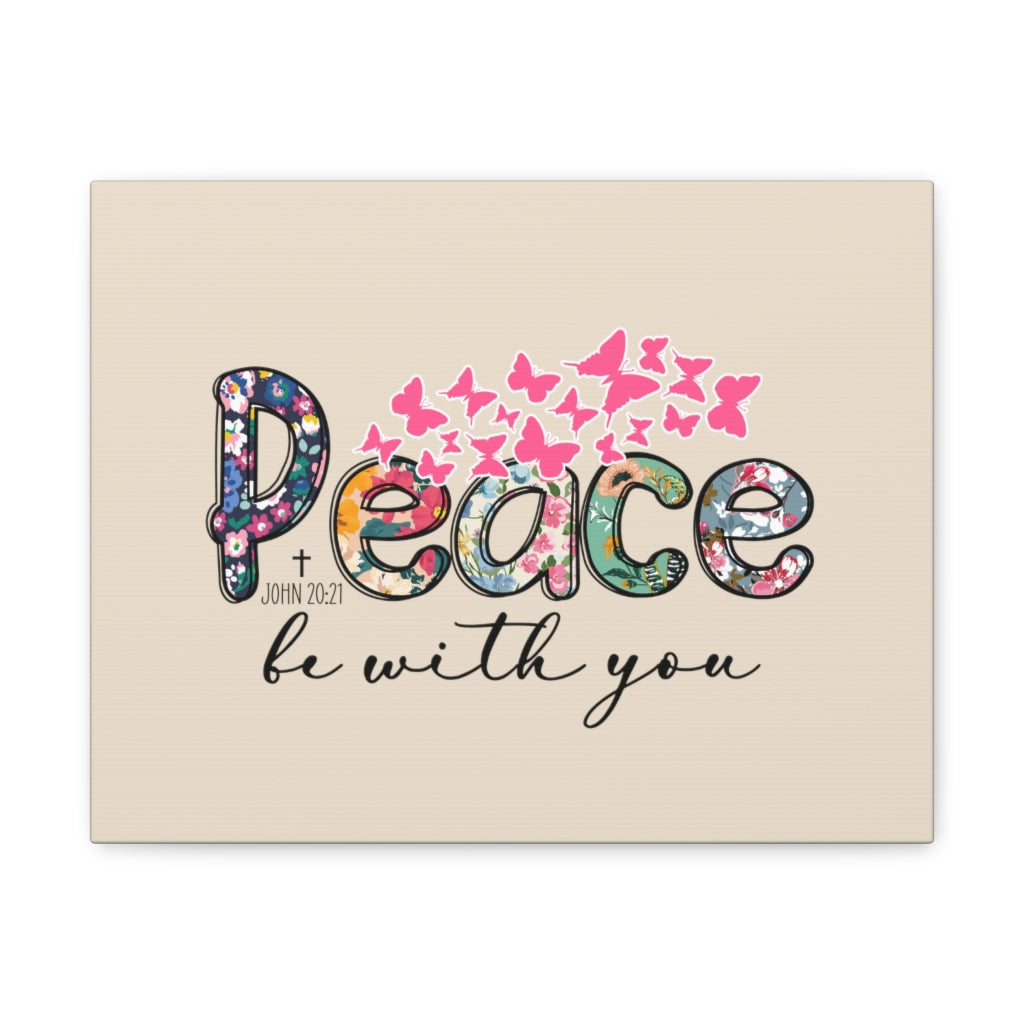 Scripture Walls Peace Be With You John 20:21 Butterfly Bible Verse Canvas Christian Wall Art Ready to Hang Unframed-Express Your Love Gifts