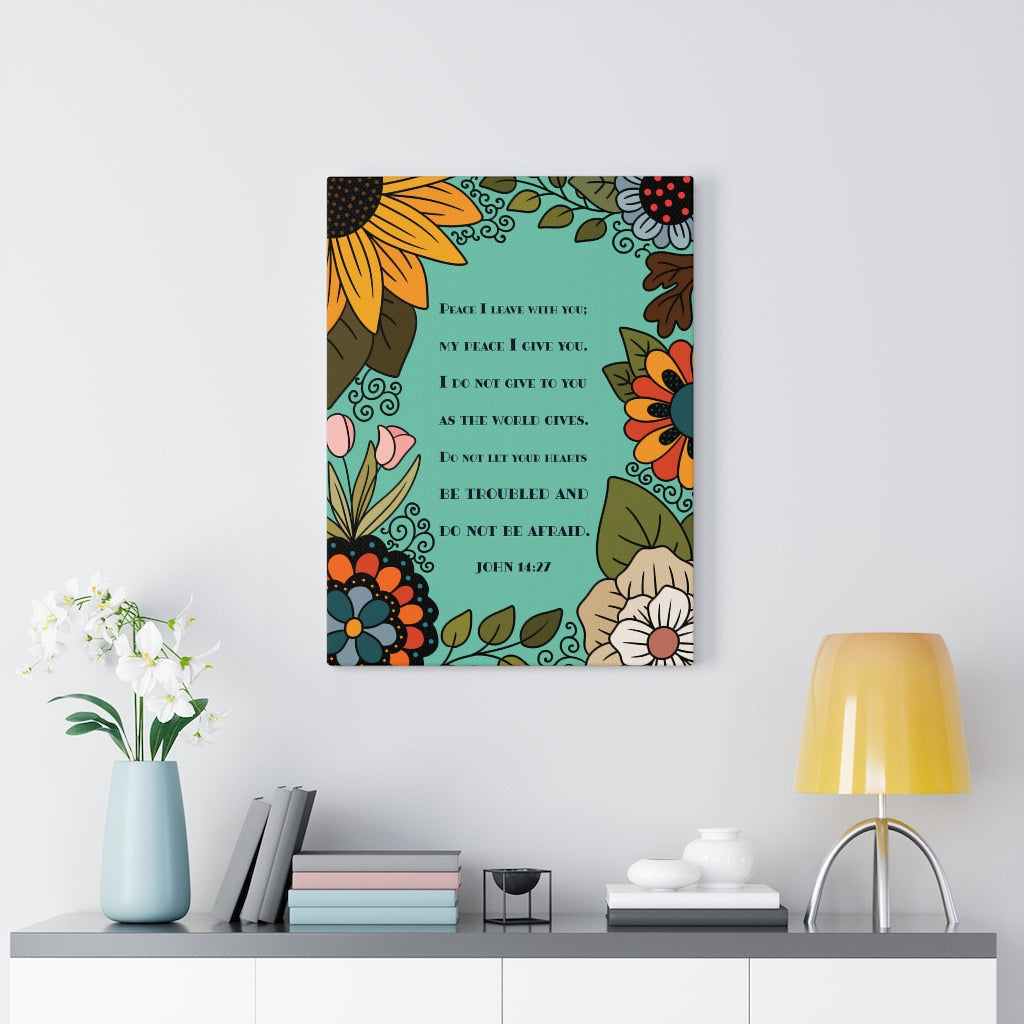 Scripture Walls Peace I Live With You John 14:27 Bible Verse Canvas Christian Wall Art Ready to Hang Unframed-Express Your Love Gifts