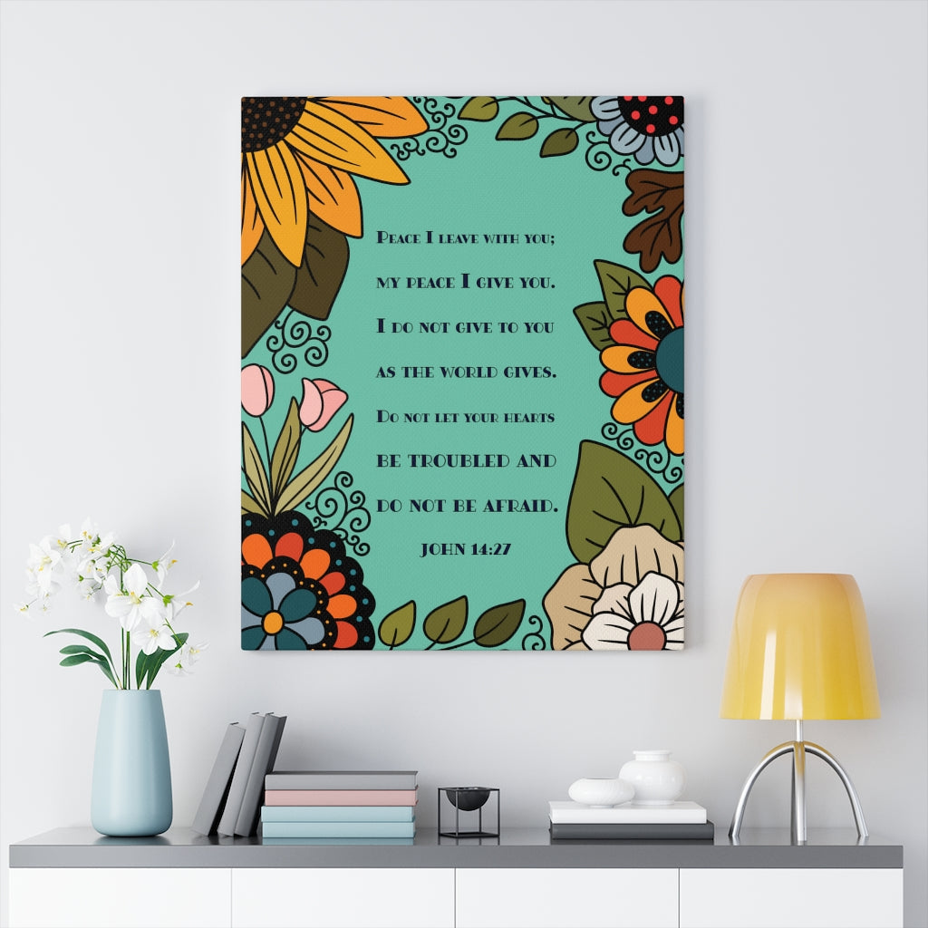 Scripture Walls Peace I Live With You John 14:27 Bible Verse Canvas Christian Wall Art Ready to Hang Unframed-Express Your Love Gifts
