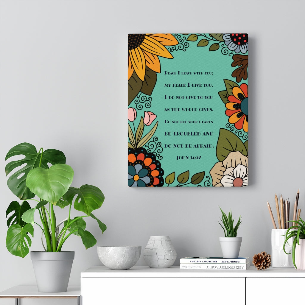 Scripture Walls Peace I Live With You John 14:27 Bible Verse Canvas Christian Wall Art Ready to Hang Unframed-Express Your Love Gifts