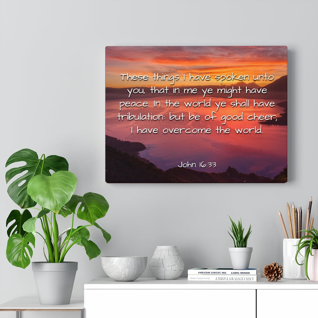 Scripture Walls Peace In The World John 16:33 Bible Verse Canvas Christian Wall Art Ready to Hang Unframed-Express Your Love Gifts