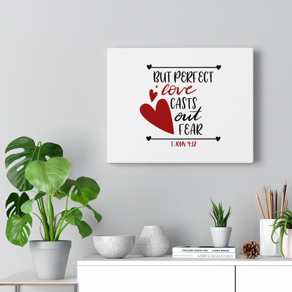 Scripture Walls Perfect Love 1 John 4:18 Heart Bible Verse Canvas Christian Wall Art Ready to Hang Unframed-Express Your Love Gifts