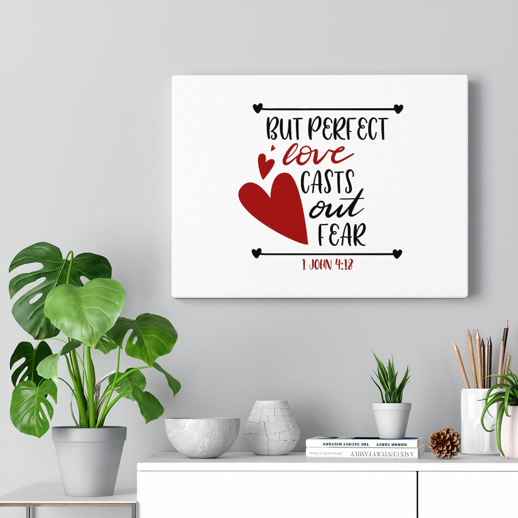 Scripture Walls Perfect Love 1 John 4:18 Heart Bible Verse Canvas Christian Wall Art Ready to Hang Unframed-Express Your Love Gifts