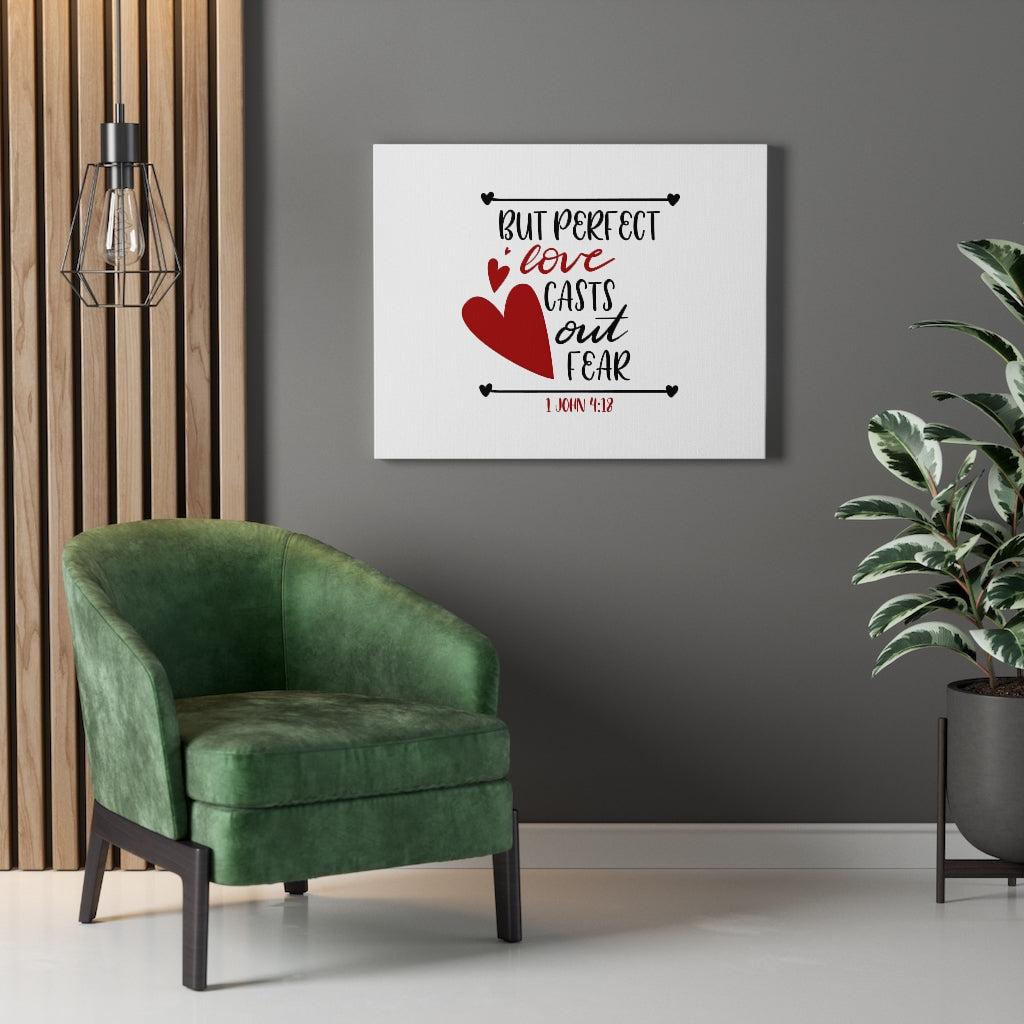 Scripture Walls Perfect Love 1 John 4:18 Heart Bible Verse Canvas Christian Wall Art Ready to Hang Unframed-Express Your Love Gifts