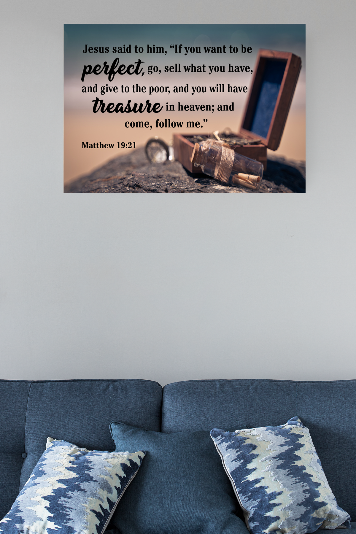 Scripture Walls Perfect Treasure Matthew 19:21 Scripture Bible Verse Canvas Christian Wall Art Ready to Hang Unframed-Express Your Love Gifts
