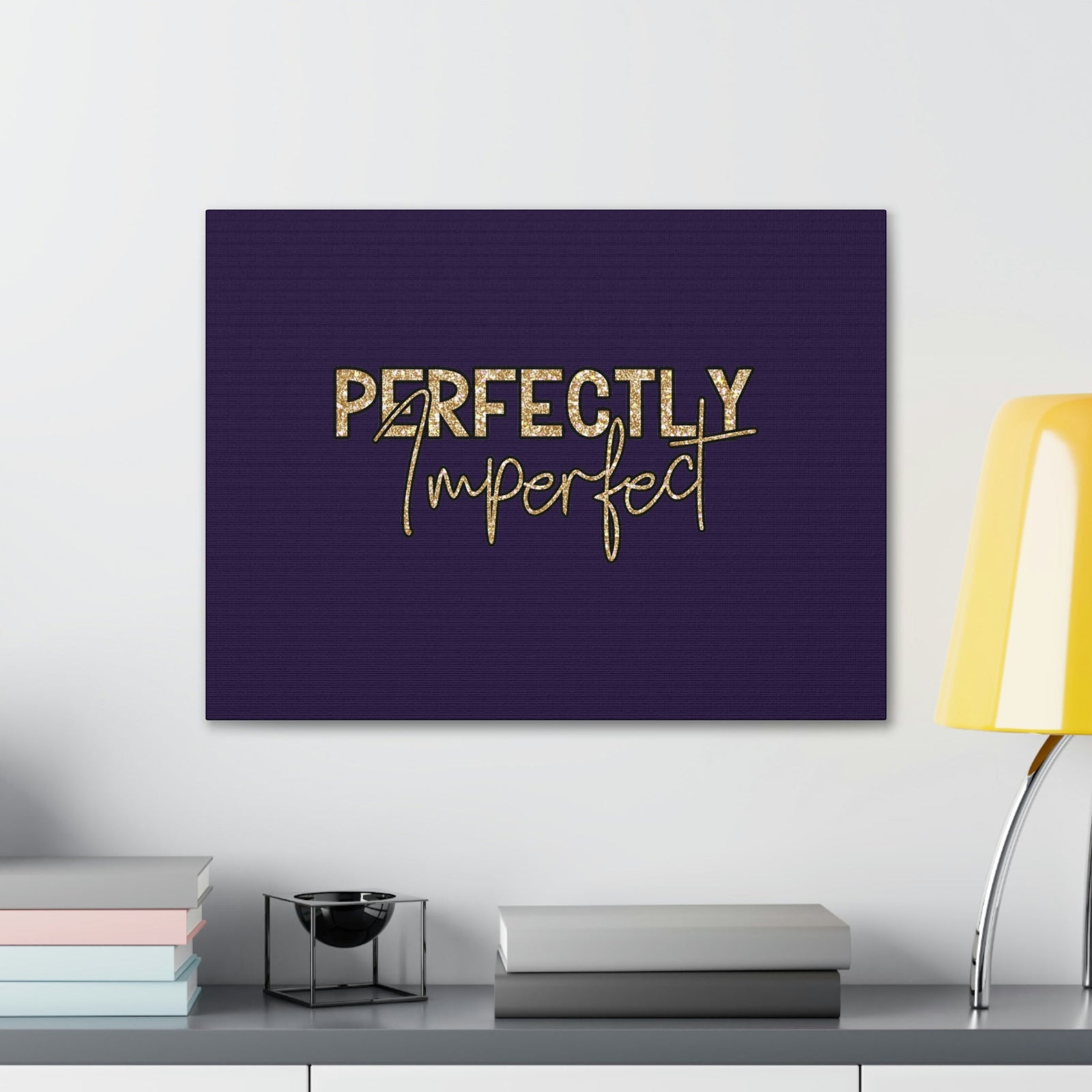 Scripture Walls Perfectly Imperfect Genesis 1:27 Gold Glitter Purple Bible Canvas Christian Wall Art Ready to Hang Unframed-Express Your Love Gifts