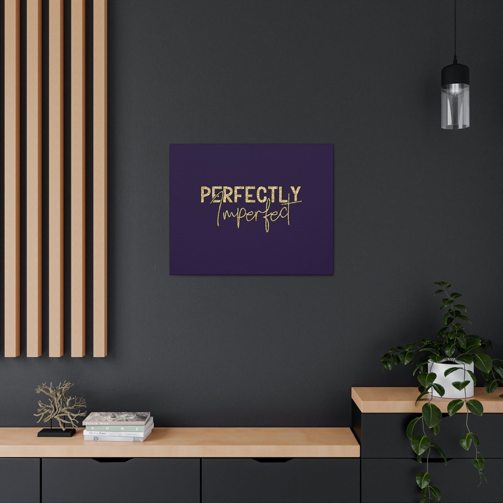 Scripture Walls Perfectly Imperfect Genesis 1:27 Gold Glitter Purple Bible Canvas Christian Wall Art Ready to Hang Unframed-Express Your Love Gifts