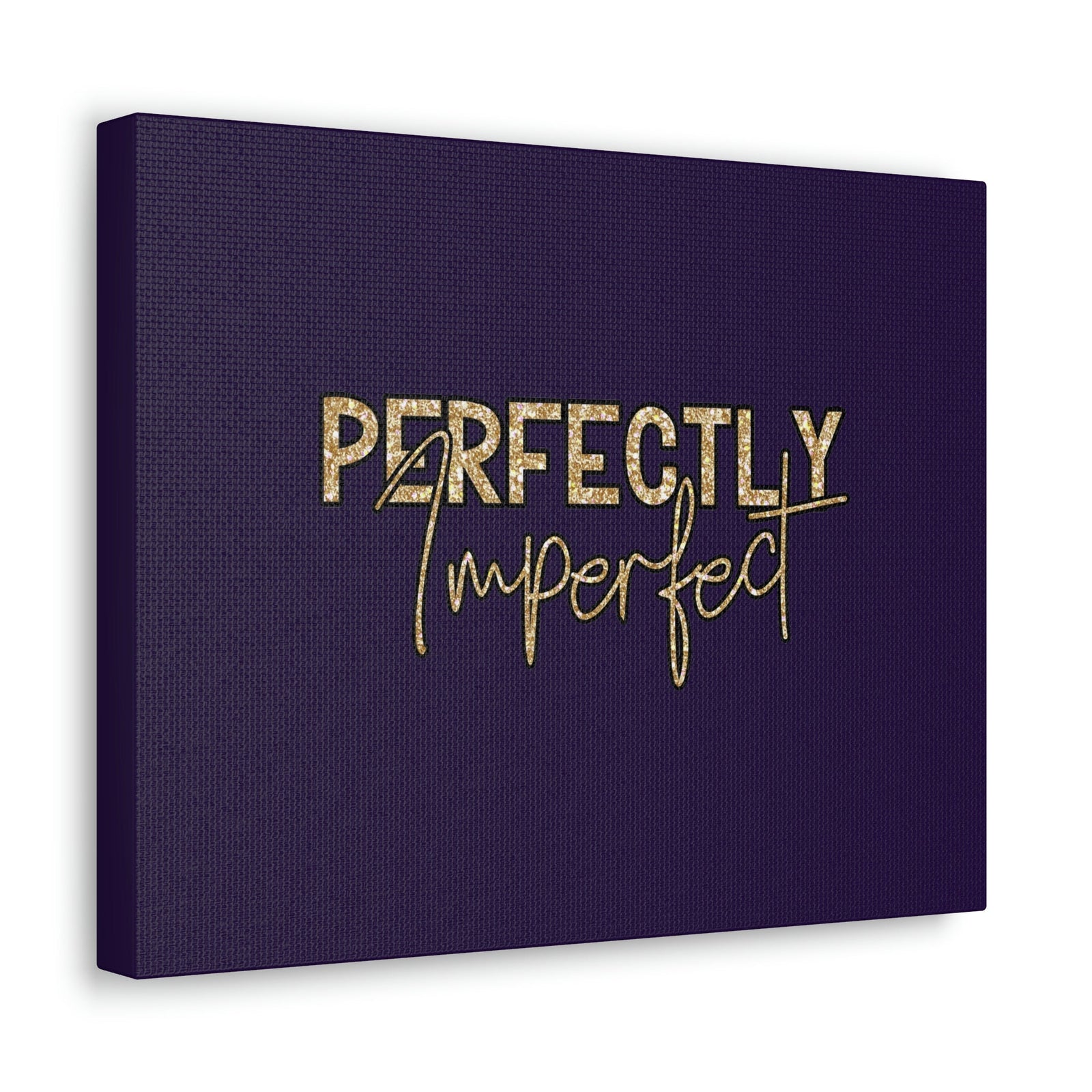 Scripture Walls Perfectly Imperfect Genesis 1:27 Gold Glitter Purple Bible Canvas Christian Wall Art Ready to Hang Unframed-Express Your Love Gifts