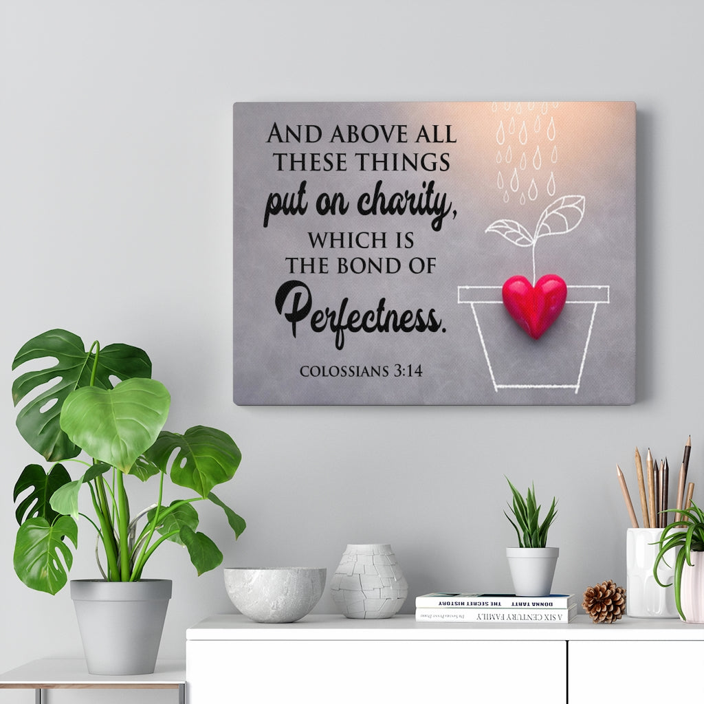 Scripture Walls Perfectness Colossians 3:14 Scripture Bible Verse Canvas Christian Wall Art Ready to Hang Unframed-Express Your Love Gifts