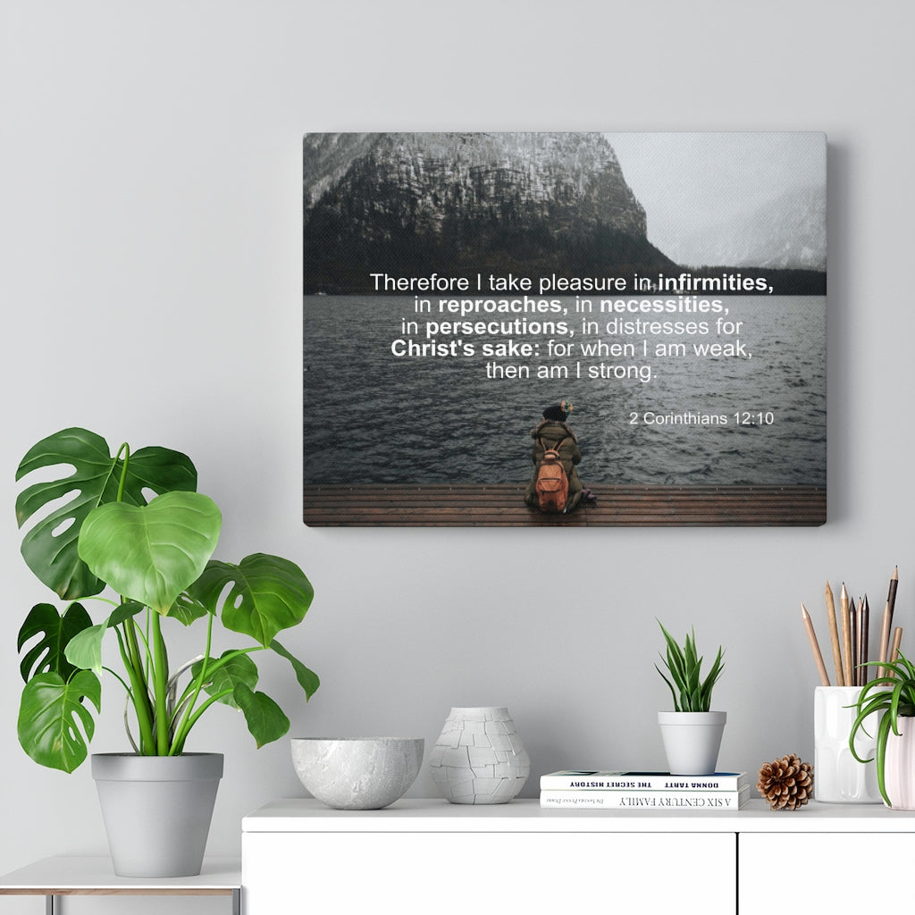 Scripture Walls Pleasure in Infirmities 2 Corinthians 12:10 Bible Verse Canvas Christian Wall Art Ready to Hang Unframed-Express Your Love Gifts