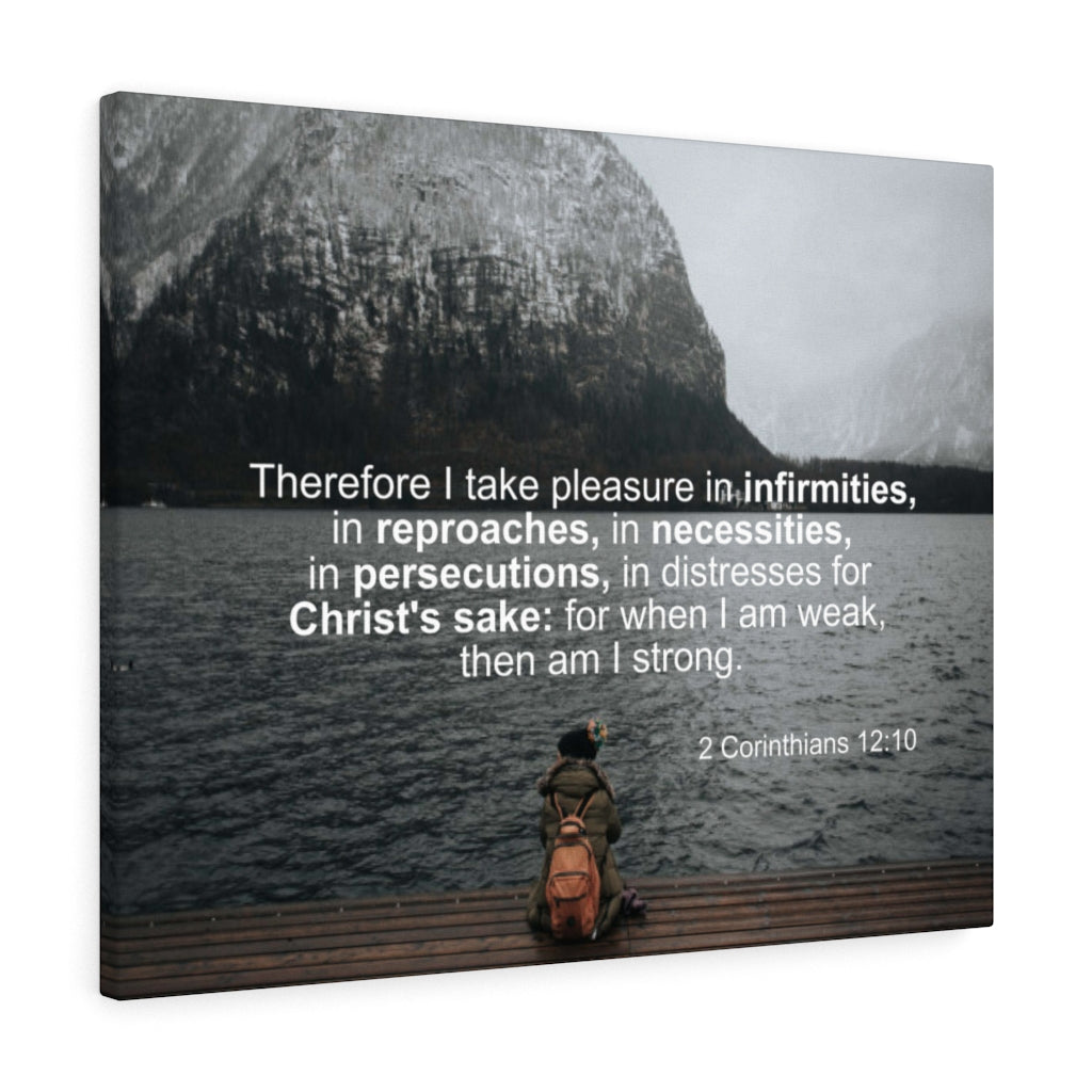 Scripture Walls Pleasure in Infirmities 2 Corinthians 12:10 Bible Verse Canvas Christian Wall Art Ready to Hang Unframed-Express Your Love Gifts