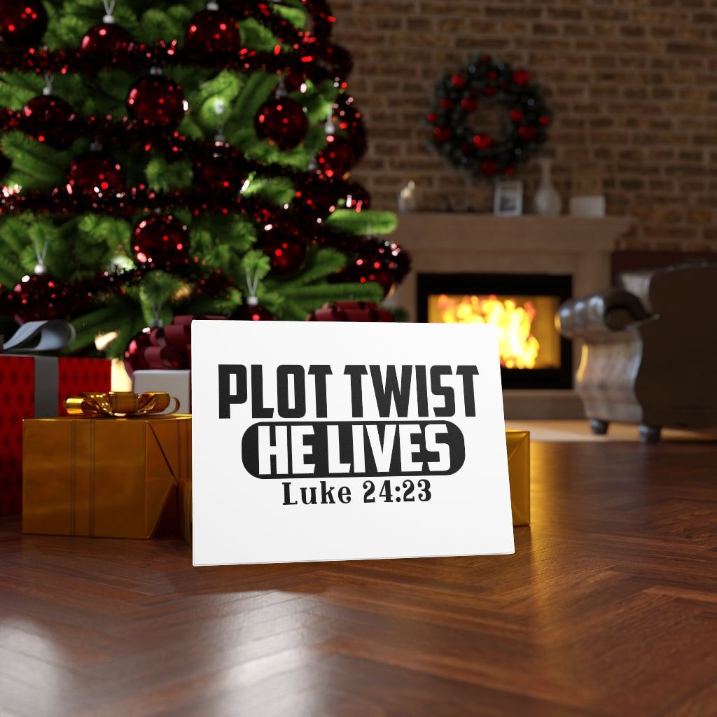 Scripture Walls Plot Twist He lives Luke 24:23 Bible Verse Canvas Christian Wall Art Ready to Hang Unframed-Express Your Love Gifts