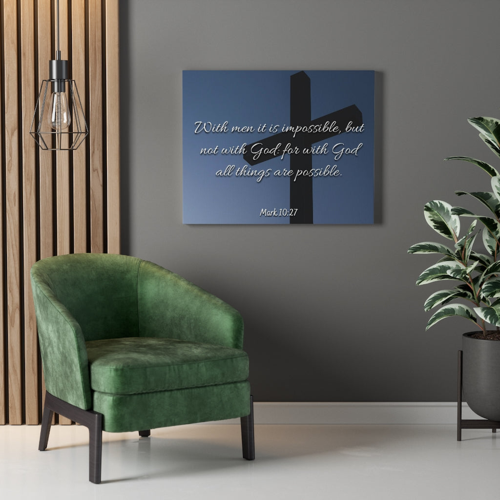 Scripture Walls Possible Mark 10:27 Bible Verse Canvas Christian Wall Art Ready to Hang Unframed-Express Your Love Gifts