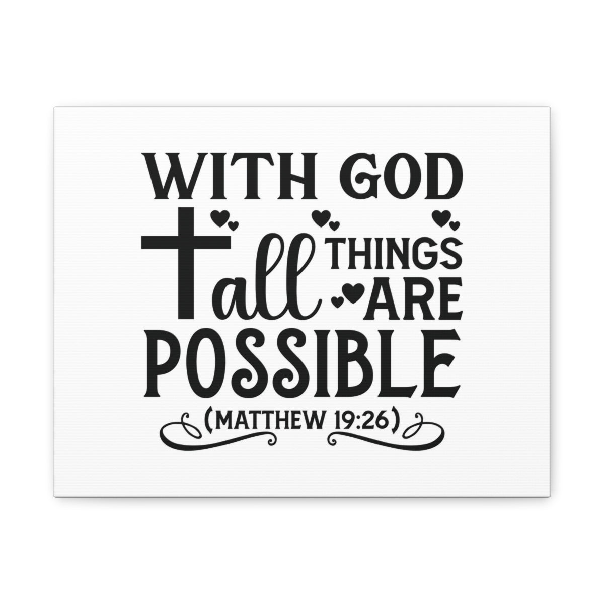 Scripture Walls Possible Matthew 19:26 Cross Heart Bible Verse Canvas Christian Wall Art Ready to Hang Unframed-Express Your Love Gifts