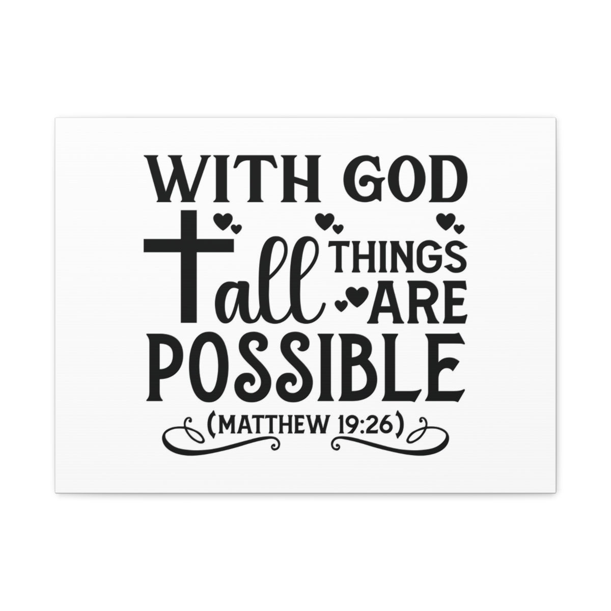 Scripture Walls Possible Matthew 19:26 Cross Heart Bible Verse Canvas Christian Wall Art Ready to Hang Unframed-Express Your Love Gifts