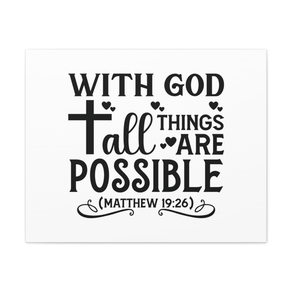 Scripture Walls Possible Matthew 19:26 Cross Heart Bible Verse Canvas Christian Wall Art Ready to Hang Unframed-Express Your Love Gifts