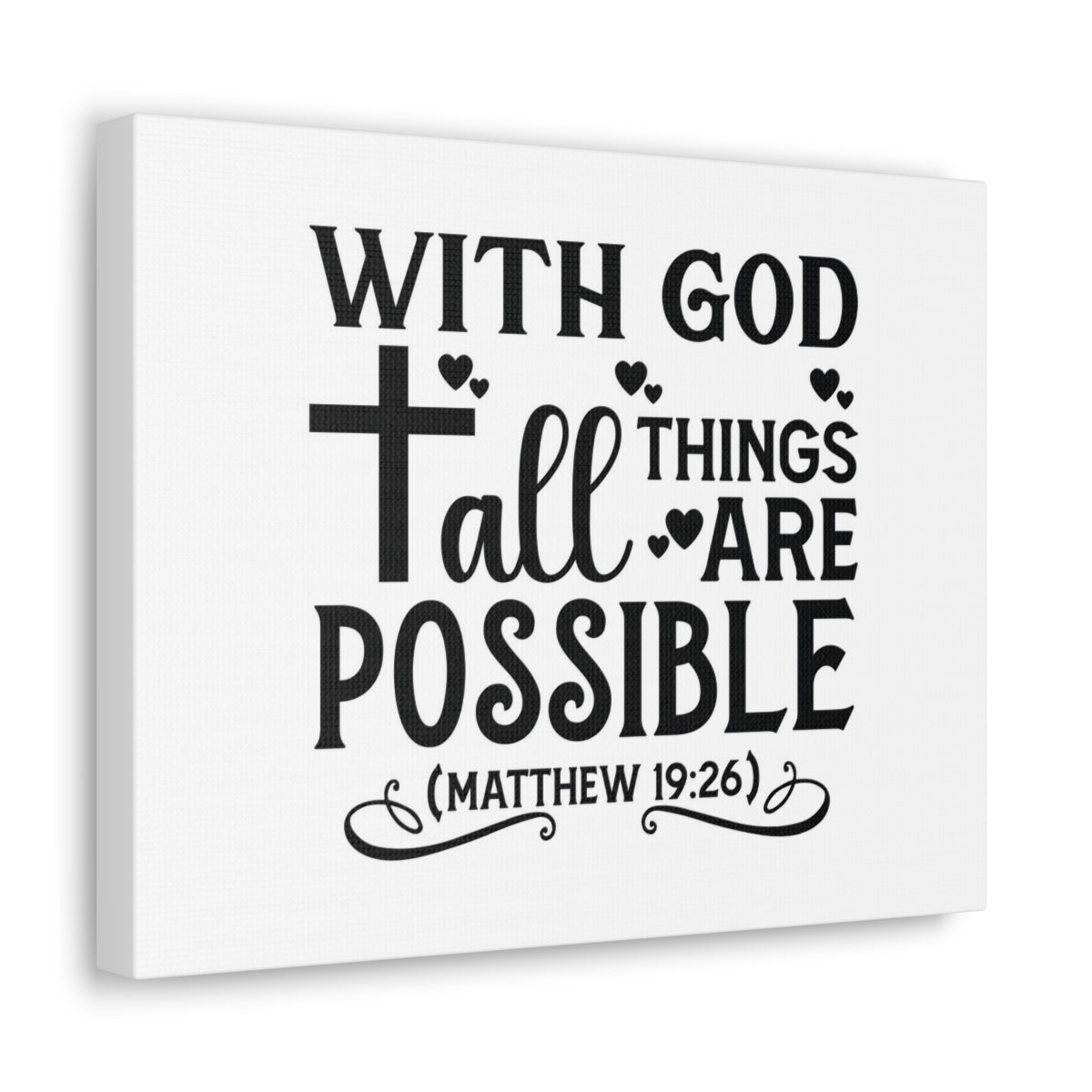 Scripture Walls Possible Matthew 19:26 Cross Heart Bible Verse Canvas Christian Wall Art Ready to Hang Unframed-Express Your Love Gifts