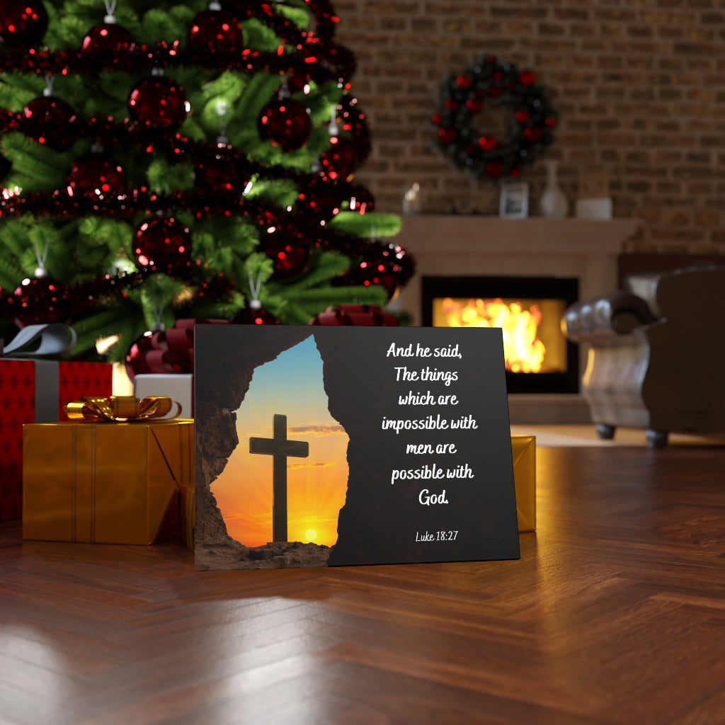 Scripture Walls Possible With God Luke 18:27 Bible Verse Canvas Christian Wall Art Ready to Hang Unframed-Express Your Love Gifts
