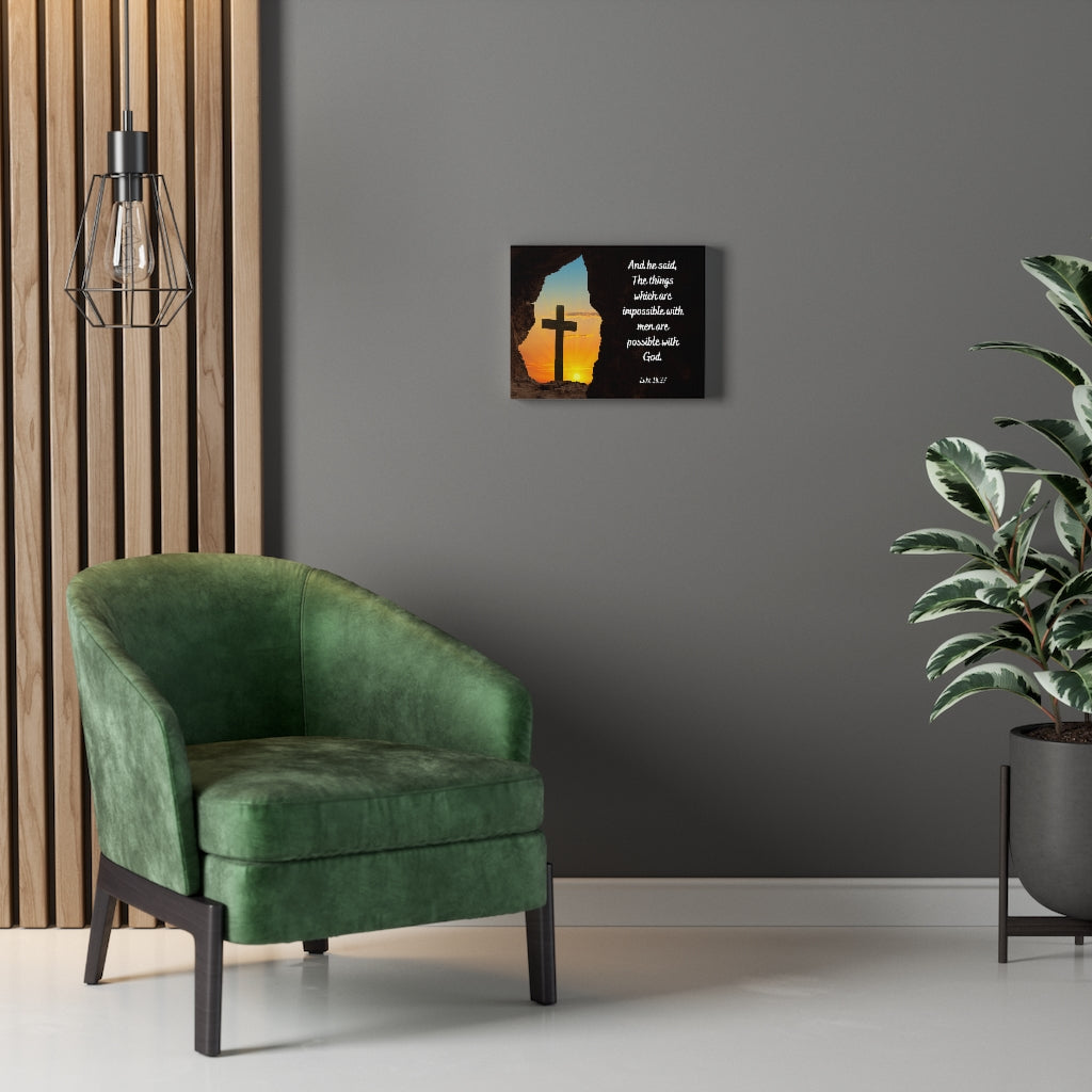 Scripture Walls Possible With God Luke 18:27 Bible Verse Canvas Christian Wall Art Ready to Hang Unframed-Express Your Love Gifts